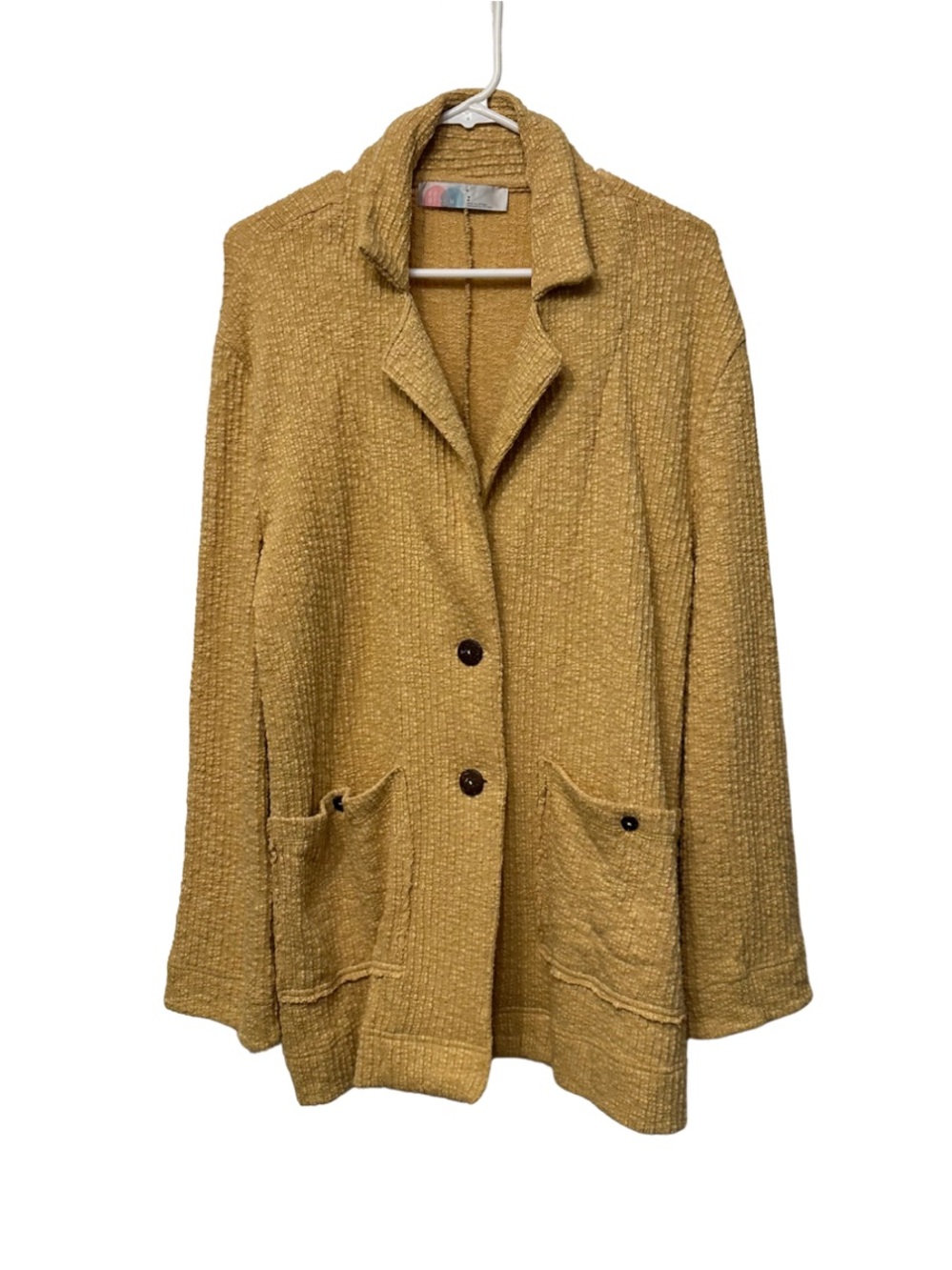 Free People FP Beach Mustard Textured Sweater Coat Cardigan Small